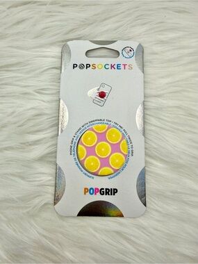 PopSocket PopGrip Phone Grip in Pink with Yellow Lemon Slices